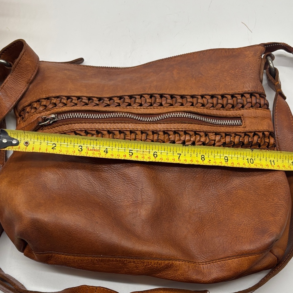 Vilenca Brown Braided Boho Leather Crossbody Bag BRN8530A - Picture 11 of 13